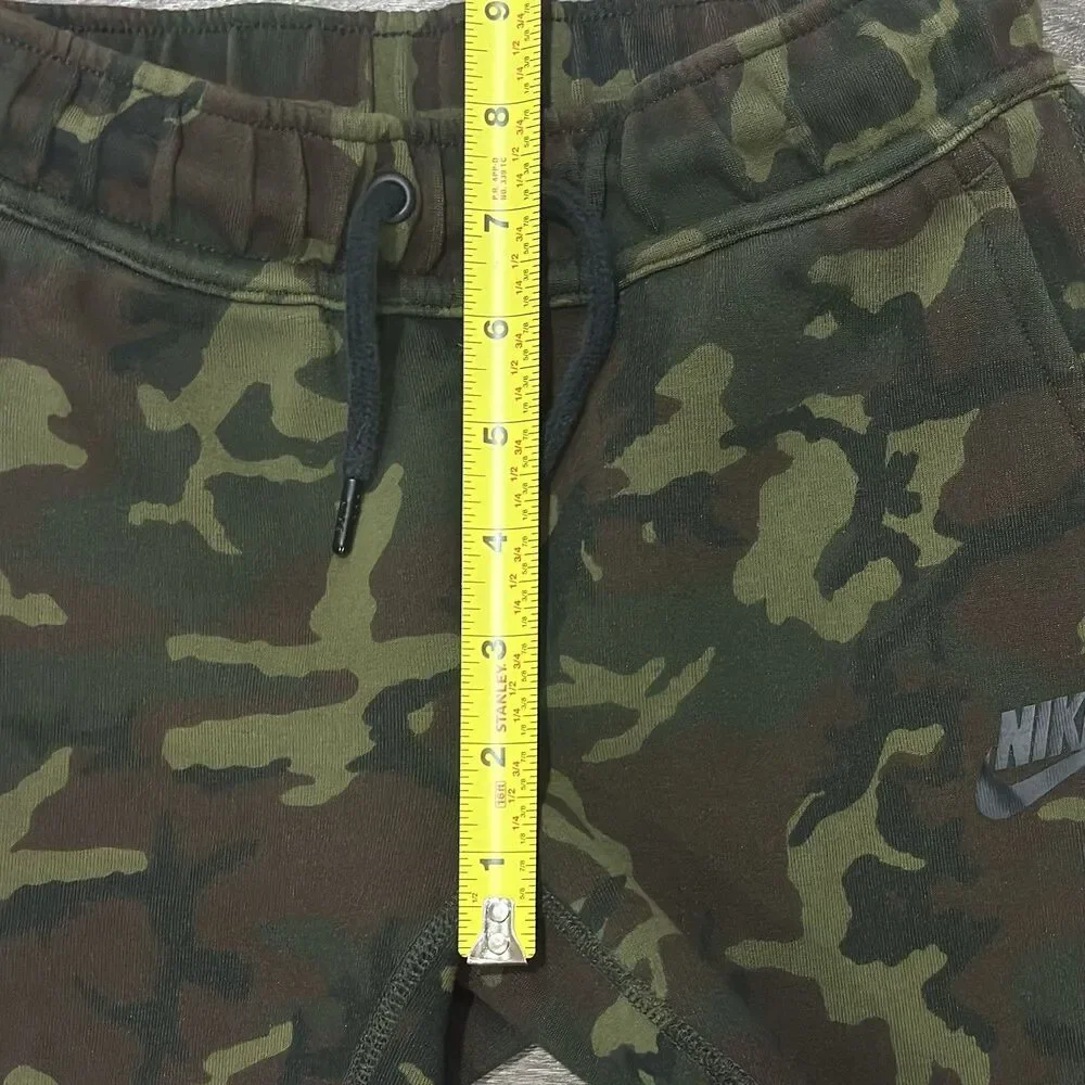 Nike Tech Fleece Jogger Pants Kids Small Woodland Camouflage Cuffed Zip Pocket